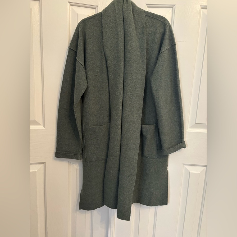 Eileen Fisher Green Open Front Coat